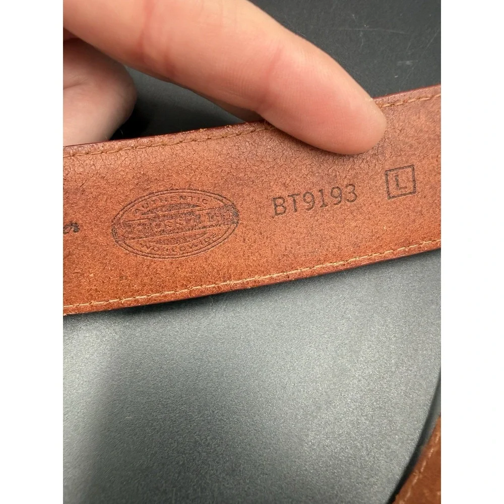Y2K belt FOSSIL brown Sz Large Celestial patchwork leather BOHO hippie vintage